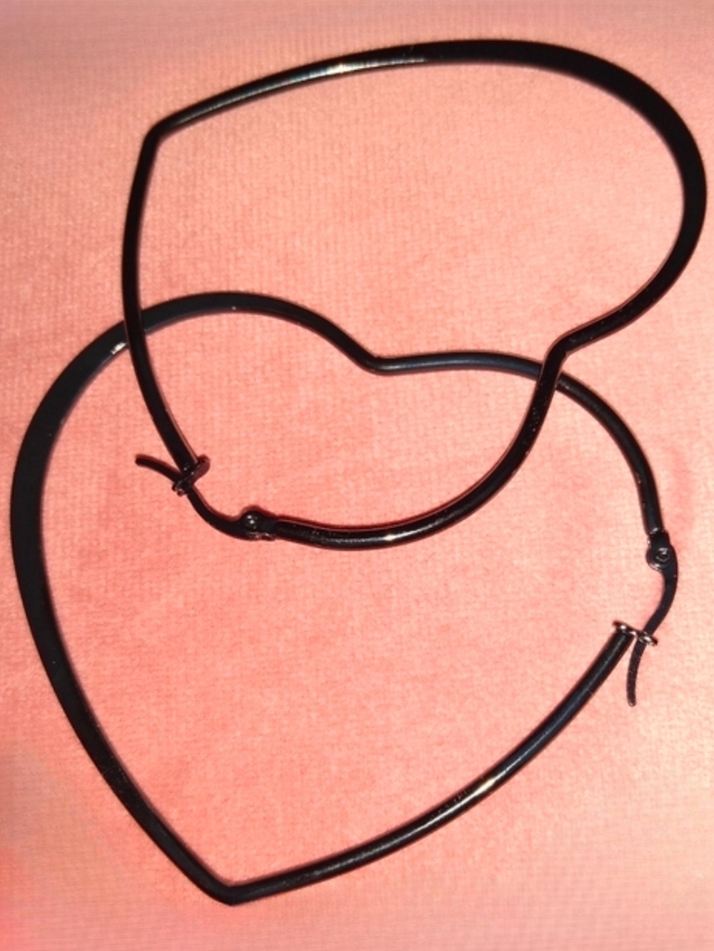 Minimalist Black Heart Shaped Hoops Large Hoop Earrings Big Hearts Whimsygoth